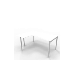 Scrivania angolare sinistra piano Bianco 160x120xh.75 cm gamba a ponte in acciaio Argento linea Practika P3 ECSPT16S-BA-A