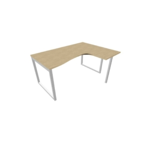 Scrivania angolare destra piano Rovere 160x120xh.75 cm gamba ad anello acciaio Argento Practika P2 ECSAT16D-RK-A