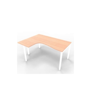 Scrivania angolare sinistra piano Noce canaletto 160x120xh.75 cm gamba a ponte in acciaio Bianco linea Practika P3