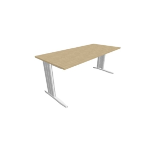 Scrivania piano Rovere 180x80xh.75 cm gamba a L in acciaio Argento linea Practika P1 Quadrifoglio - ECSMT180-RK-A