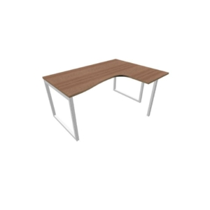 Scrivania angolare destra piano Noce canaletto 160x120xh.75 cm gamba ad anello acciaio Argento Practika P2