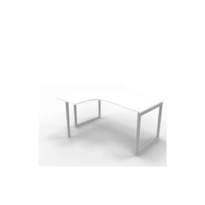 Scrivania angolare sinistra piano Bianco 160x120xh.75 cm gamba ad anello acciaio Argento Practika P2 ECSAT16S-BA-A