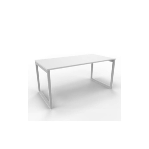 Scrivania piano Grigio 160x80xh.75 cm gamba ad anello in acciaio Argento linea Practika P2 Quadrifoglio - ECSAT160-GR-A
