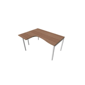 Scrivania angolare sinistra piano Noce canaletto 160x120xh.75 cm gamba a ponte in acciaio Argento linea Practika P3