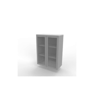 Armadio medio ante vetro telaio MDF - top Grigio scocca Argento 90x45xh.123,2 cm Practika Quadrifoglio - ECEM90T-GR-AA-V3