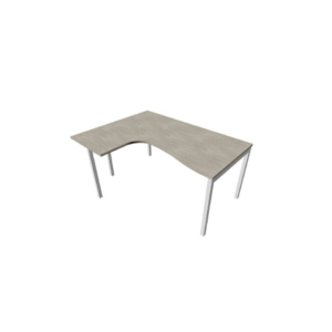 Scrivania angolare sinistra piano cemento 160x120xh.75 cm gamba a ponte in acciaio Argento linea Practika P3 ECSPT16S-CL-A