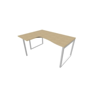 Scrivania angolare sinistra piano Rovere 160x120xh.75 cm gamba ad anello acciaio Argento Practika P2 ECSAT16S-RK-A