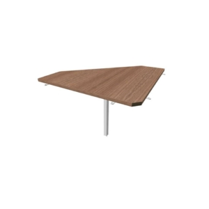 Raccordo 90° piano Noce canaletto 84x84xh.75 cm gamba in acciaio Argento per scrivanie Practika P4 ECRA9004-NO-A