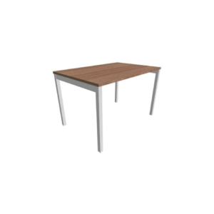 Scrivania piano Noce canaletto 120x80xh.75 cm gamba a ponte in acciaio Argento linea Practika P3 ECSPT120-NO-A