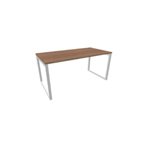 Scrivania piano Noce canaletto 160x80xh.75 cm gamba ad anello acciaio Argento linea Practika P2 ECSAT160-NO-A