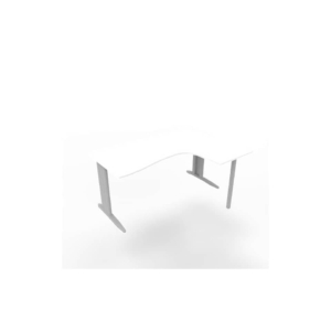 Scrivania angolare destra piano Bianco 160x120xh.75 cm gamba a L in acciaio Argento linea Practika P1 ECSMT16D-BA-A