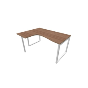 Scrivania angolare sinistra piano Noce canaletto 160x120xh.75 cm gamba ad anello acciaio Argento Practika P2