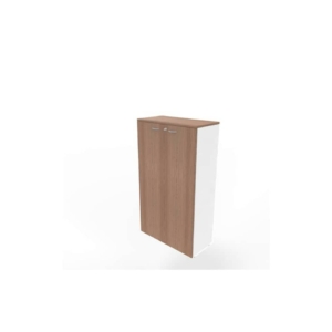 Armadio medio con ante Noce canaletto scocca Bianca 90x45xh.160 cm linea Practika Quadrifoglio - ECEL90L-NO-BA-NO
