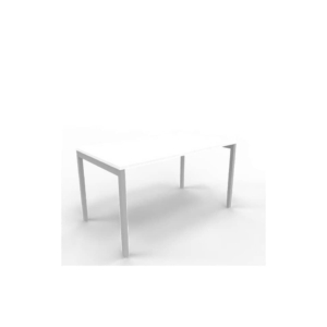 Scrivania piano Bianco 140x80xh.75 cm gamba a ponte in acciaio Argento linea Practika P3 Quadrifoglio - ECSPT140-BA-A