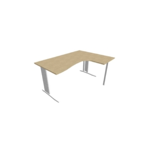 Scrivania angolare destra piano Rovere 160x120xh.75 cm gamba a L in acciaio Argento linea Practika P1 ECSMT16D-RK-A