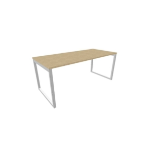 Scrivania piano Rovere 180x80xh.75 cm gamba ad anello in acciaio Argento linea Practika P2 Quadrifoglio - ECSAT180-RK-A