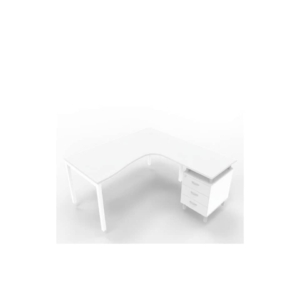Scrivania con cassettiera a destra piano Grigio 160x165xh.75 cm gamba a ponte in acciaio Bianco Practika P3 ECSPT17D-GR-I