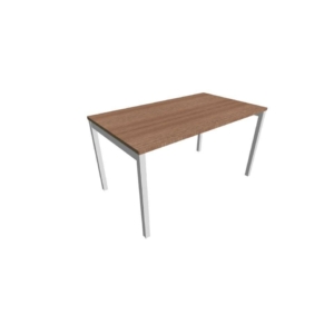 Scrivania piano Noce canaletto 140x80xh.75 cm gamba a ponte in acciaio Argento linea Practika P3 ECSPT140-NO-A