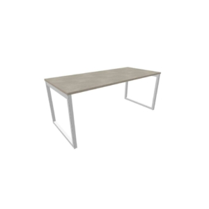Scrivania piano cemento 180x80xh.75 cm gamba ad anello in acciaio Argento linea Practika P2 Quadrifoglio - ECSAT180-CL-A