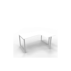 Scrivania angolare destra piano Bianco 160x120xh.75 cm gamba ad anello acciaio Argento Practika P2 ECSAT16D-BA-A