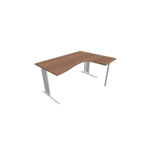 Scrivania angolare destra piano Noce canaletto 160x120xh.75 cm gamba a L in acciaio Argento PractikaP1 ECSMT16D-NO-A