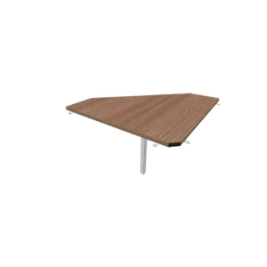 Raccordo 90° piano Noce canaletto 84x84xh.75 cm gamba in acciaio Argento per scrivanie Practika P1 ECRA9001-NO-A