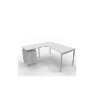 Scrivania con cassettiera sinistra piano Grigio 160x165xh.75 cm gamba a ponte in acciaio Argento PractikaP3 ECSPT17S-GR-A