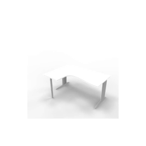 Scrivania angolare sinistra piano Bianco 160x120xh.75 cm gamba a L in acciaio Argento linea Practika P1 ECSMT16S-BA-A