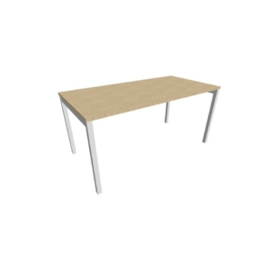 Scrivania piano Rovere 160x80xh.75 cm gamba a ponte in acciaio Argento linea Practika P3 Quadrifoglio - ECSPT160-RK-A