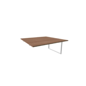 Postazione aggiuntiva bench piano Noce 160x160xh.75 cm gamba ad anello in acciaio Argento Practika P2 ECBIA16-NO-A