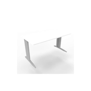 Scrivania piano Bianco 140x80xh.75 cm gamba a L in acciaio Argento linea Practika P1 Quadrifoglio - ECSMT140-BA-A