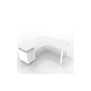 Scrivania con cassettiera sinistra piano Grigio 160x165xh.75 cm gamba a ponte in acciaio Bianco Practika P3 ECSPT17S-GR-I