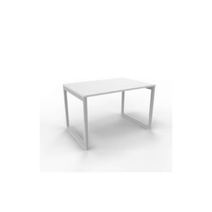 Scrivania piano Grigio 120x80xh.75 cm gamba ad anello in acciaio Argento linea Practika P2 Quadrifoglio - ECSAT120-GR-A
