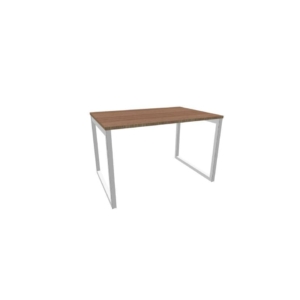 Scrivania piano Noce canaletto 120x80xh.75 cm gamba ad anello acciaio Argento linea Practika P2 ECSAT120-NO-A