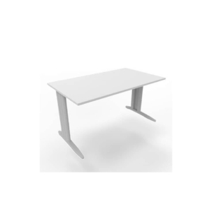 Scrivania piano Grigio 140x80xh.75 cm gamba a L in acciaio Argento linea Practika P1 Quadrifoglio - ECSMT140-GR-A