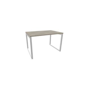 Scrivania piano cemento 120x80xh.75 cm gamba ad anello in acciaio Argento linea Practika P2 Quadrifoglio - ECSAT120-CL-A