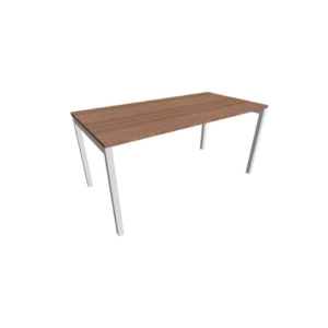 Scrivania piano Noce canaletto 160x80xh.75 cm gamba a ponte in acciaio Argento linea Practika P3 ECSPT160-NO-A