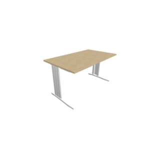 Scrivania piano Rovere 140x80xh.75 cm gamba a L in acciaio Argento linea Practika P1 Quadrifoglio - ECSMT140-RK-A