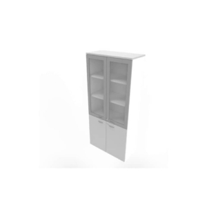 Armadio alto con ante basse Grigio e alte in vetro telaio MDF scocca Bianca 90x45xh.200 cm - ECE490T-GR-BA-V3