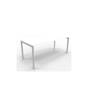 Scrivania piano Bianco 180x80xh.75 cm gamba a ponte in acciaio Argento linea Practika P3 Quadrifoglio - ECSPT180-BA-A