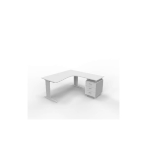 Scrivania con cassettiera a destra piano Grigio 160x165xh.75 cm gamba a L acciaio Argento linea Practika P1 ECSMT17D-GR-A