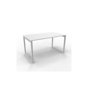 Scrivania piano Grigio 140x80xh.75 cm gamba ad anello in acciaio Argento linea Practika P2 Quadrifoglio - ECSAT140-GR-A
