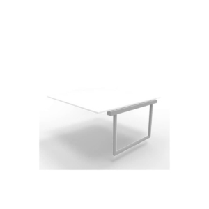 Postazione aggiuntiva bench piano Bianco 160x160xh.75 cm gamba ad anello in acciaio Argento Practika P2 ECBIA16-BA-A