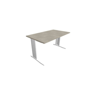 Scrivania piano cemento 140x80xh.75 cm gamba a L in acciaio Argento linea Practika P1 Quadrifoglio - ECSMT140-CL-A