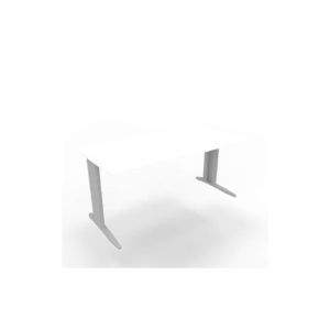 Scrivania piano Bianco 160x80xh.75 cm gamba a L in acciaio Argento linea Practika P1 Quadrifoglio - ECSMT160-BA-A