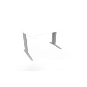 Scrivania piano Bianco 120x80xh.75 cm gamba a L in acciaio Argento linea Practika P1 Quadrifoglio - ECSMT120-BA-A