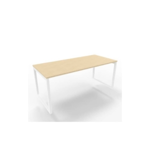 Scrivania piano Rovere 180x80xh.75 cm gamba ad anello in acciaio Bianco linea Practika P2 Quadrifoglio - ECSAT180-RK-I
