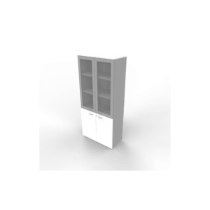 Armadio alto con ante basse Bianche e alte in vetro telaio MDF scocca Argento 90x45xh.200 cm - ECE490T-BA-AA-V3