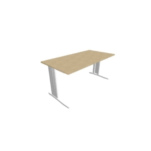 Scrivania piano Rovere 160x80xh.75 cm gamba a L in acciaio Argento linea Practika P1 Quadrifoglio - ECSMT160-RK-A