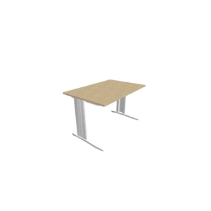 Scrivania piano Rovere 120x80xh.75 cm gamba a L in acciaio Argento linea Practika P1 Quadrifoglio - ECSMT120-RK-A